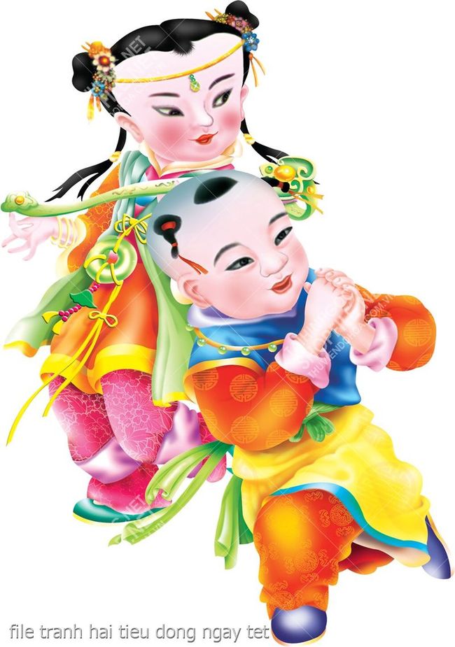file tranh hai tieu dong ngay tet